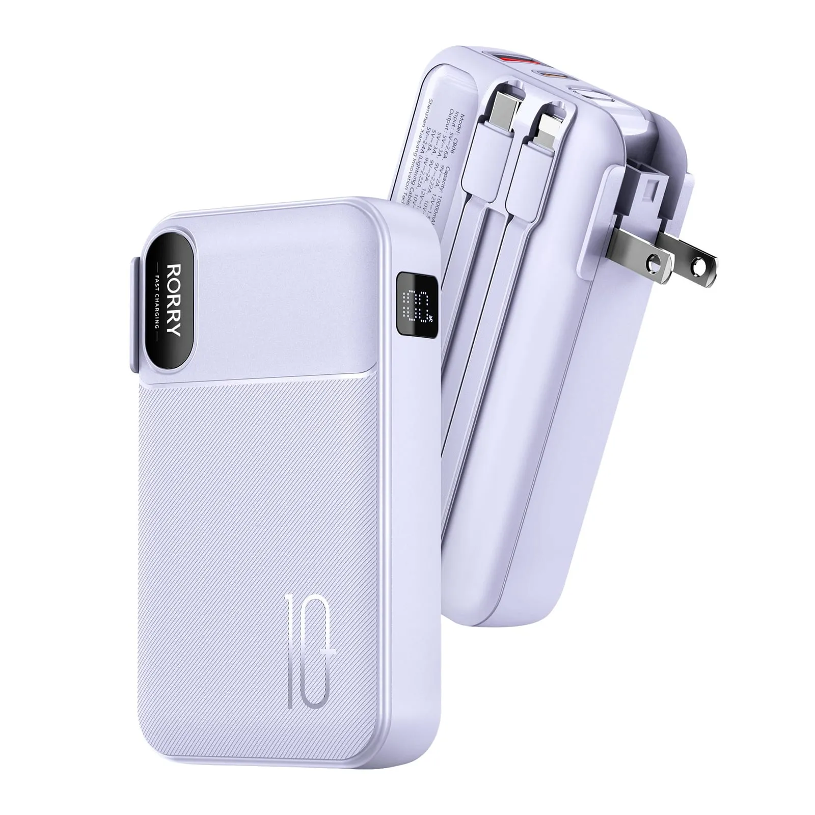 RORRY CB06 モバイルバッテリー 10000mAh(ACコンセント内蔵・22.5W出力)
